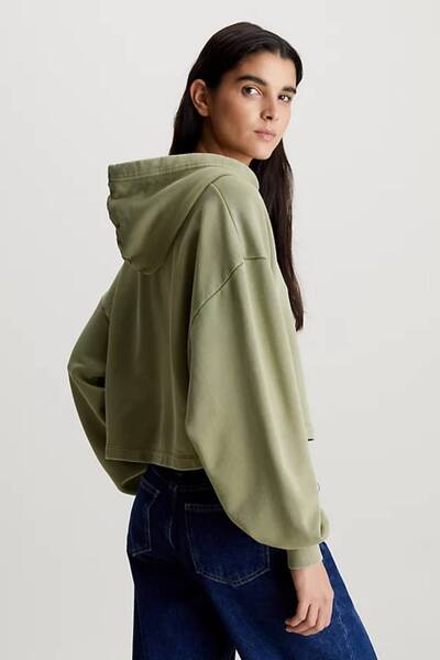 Calvin Klein Washed Cotton Cropped Hoodie Kadın Sweatshirt-J20J223082L9N