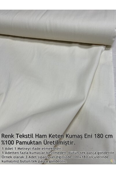 Renk Tekstil Ham Krem Keten Kumaş - Punch Kumaş - Masa Örtüsü - Kırlent - Döş...