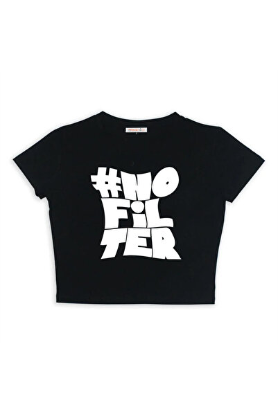 Toum Crop negru imprimat fără filtru Damphaobi