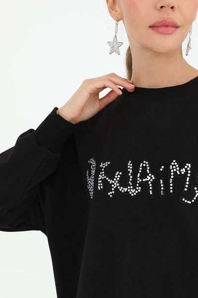 Meryemce Butik Φούτερ PUANE με πέτρινη λεπτομέρεια