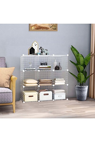 decorelax 9 Bölmeli Tel Küp Çok Amaçlı Organizer Raf Beyaz 33cm Mutfak, Oyunc...