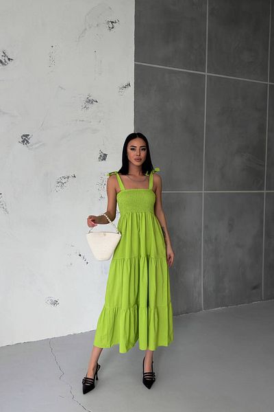 Neşeli Butik rochie din popelin cu bretele cu gips verde pentru femei NBG012