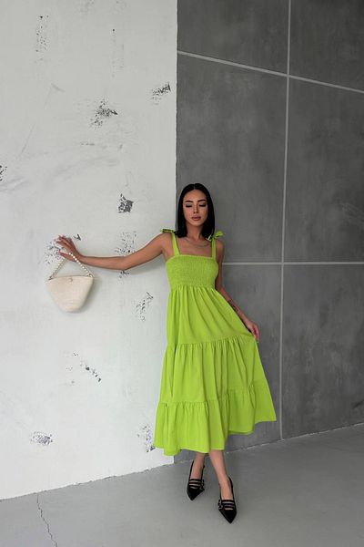 Neşeli Butik rochie din popelin cu bretele cu gips verde pentru femei NBG012