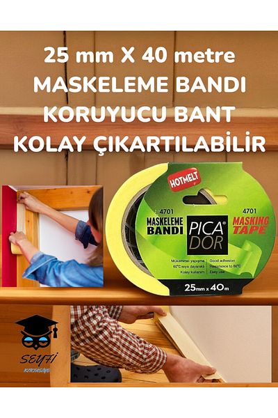 SEYFİKİRTASİYE 40 Meters 25 mm MASKING TAPE - EASY REMOVABLE PROTECTIVE TAPE