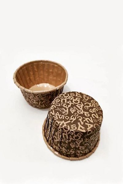 Trend Hediye Sepeti 50 Pieces of Kraft Brown Patterned Muffin Cupcake Mold - Airfryer Compatible Cake Capsule