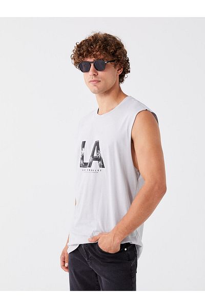 LC Waikiki Crew Neck Printed Combed Cotton Men's Sleeveless T-Shirt