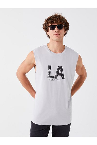 LC Waikiki Crew Neck Printed Combed Cotton Men's Sleeveless T-Shirt