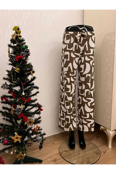 DENİZLİFE Comfortable Cut Patterned Lycra Wrap Pants