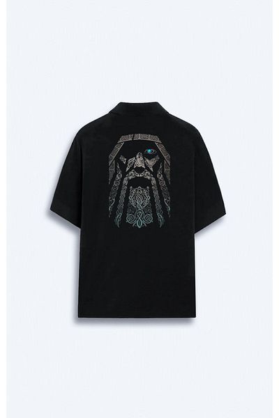Darkia Ανδρικό μπλουζάκι μεγάλου μεγέθους Odin Printed Polo Neck - Διπλής όψης