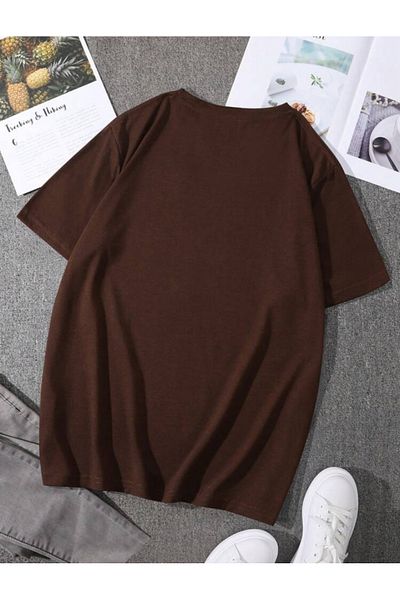 SELENA BUTİK Μπλουζάκι Unisex Brown Great City NY Cotton Oversize