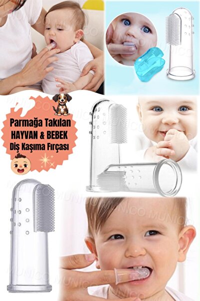 Munico Silikon Bebek Parmak Fırçası Bebek ve Bebekler İçin Hijyenik Diş Temiz...