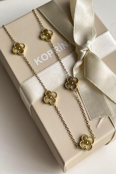 Ürün Evim Steel Gold One Cleef Necklace (50 CM)