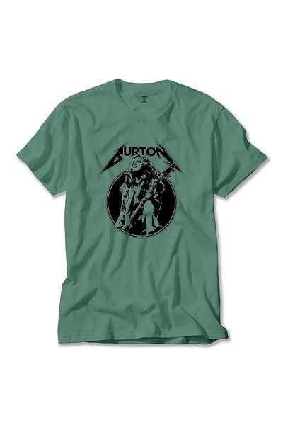 Z zepplin Πράσινο T-shirt Metallica Cliff Burton Guitar