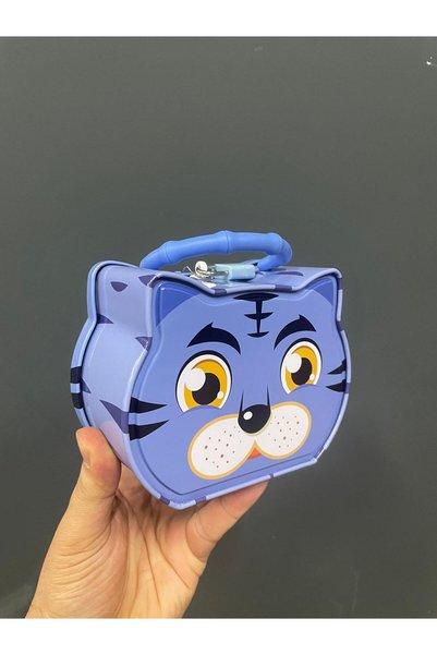 Sense Metal Savings Bank with Lock and Key, Cat Figure