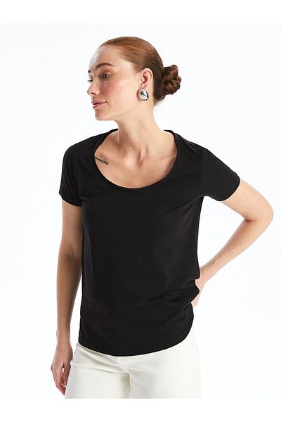 LC Waikiki Women's T-Shirt - Crew Neck, Solid Cut, Short Sleeve
