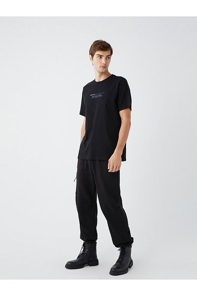 LC Waikiki Tricou bărbătesc din bumbac pieptănat cu imprimeu - Decolteu, mânecă scurtă