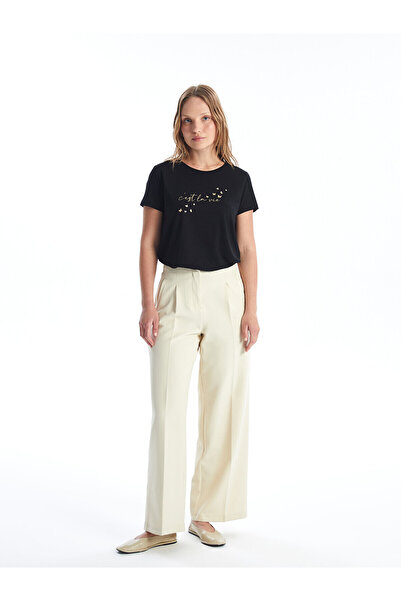 LC Waikiki Dámské tričko s krátkým rukávem s potiskem Crew Neck