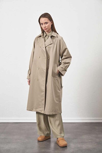 Mevra Tokalı Oversize Trenchcoat Çağla