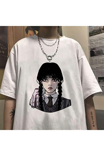 Toum Tricou oversize unisex alb DamlaHobi Wednesday