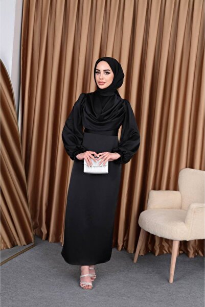 BestShopping فستان سهرة من ديجاج الأسود