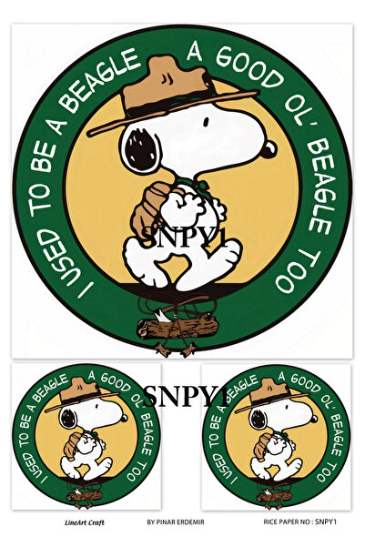 LİNEART Snpy1 Snoopy Series - 30*42 cm Brass Decopage, Cartoon Character