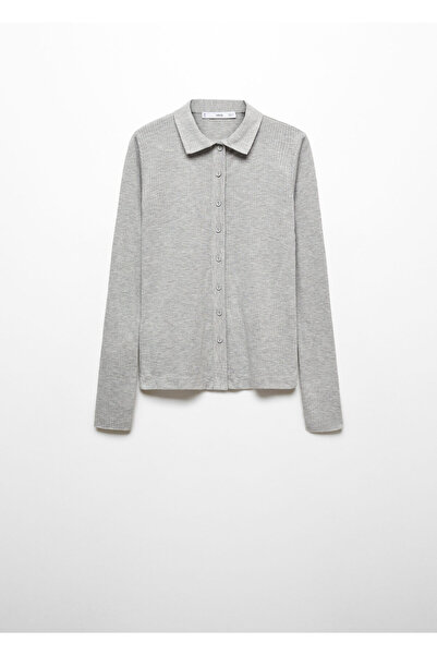 MANGO Woman Gri Kadın Gömlek 57075809