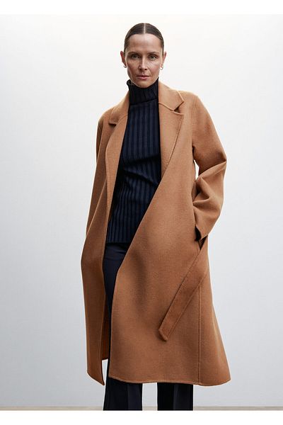 MANGO Woman Дамско палто Dark Camel 47040057