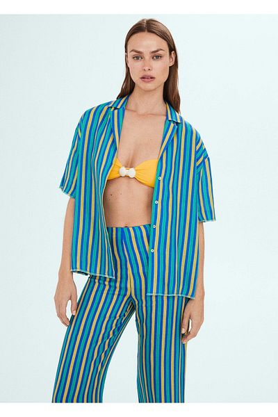 MANGO Woman Cămașă albastră de damă57040383