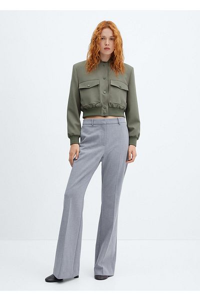 MANGO Woman Khaki Women's Jacket57076019
