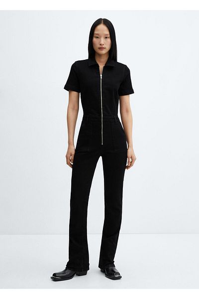 MANGO Woman Black Denim Women's Jumpsuit67050351