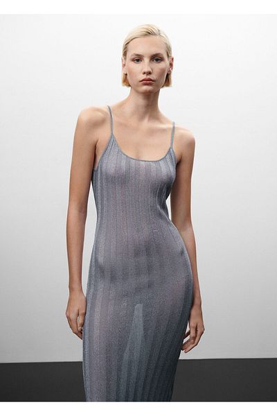 MANGO Woman Ασημί Χρώμα Γυναικείο Φόρεμα57059118