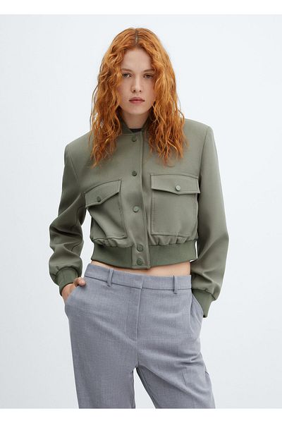 MANGO Woman Khaki Women's Jacket57076019