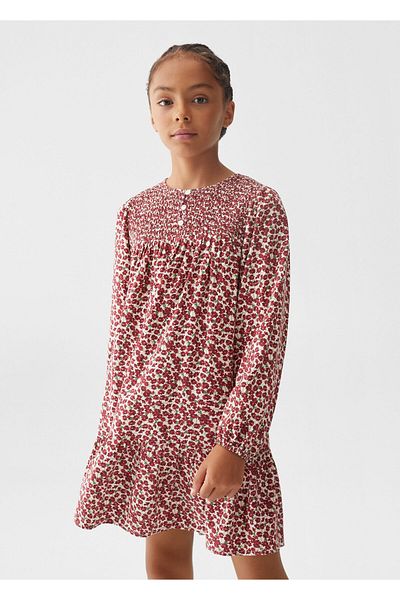 MANGO Kids Σκούρο κόκκινο φόρεμα για κορίτσι57027126