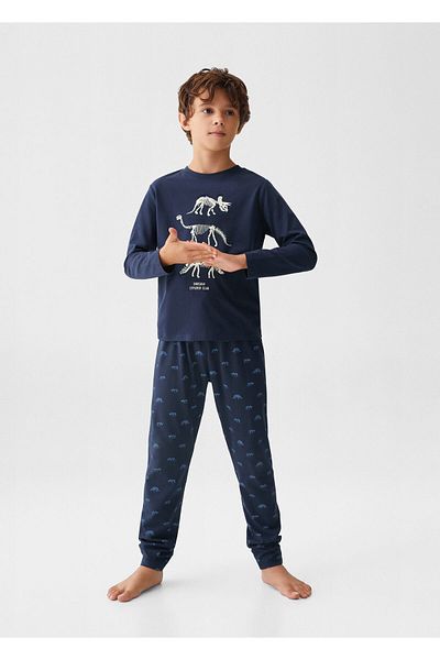 MANGO Kids Set de pijamale portocalii pentru copii