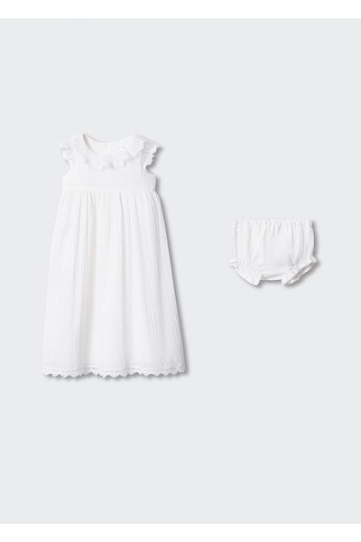 MANGO Woman Σπασμένο Λευκό Βρεφικό Φόρεμα.47053771