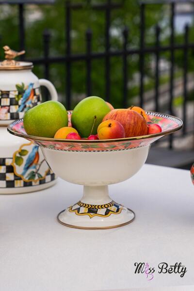 Miss Betty Enameled Footed Fruit Bowl 30 Cm Paradise Deluxe