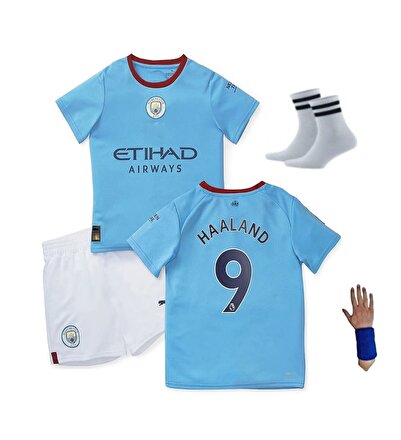 yenteks Manchester Ctiy Haaland Mavi 4'lü Set Çocuk Forması Yeni Sezon