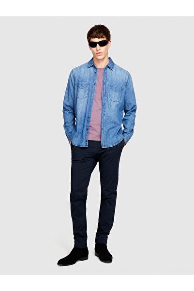 Sisley Erkek Lacivert Slim Fit Esnek Chino Pantolon