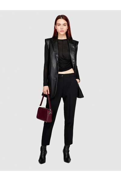 Sisley Γυναικείο μαύρο παντελόνι Jogger με ελαστικότητα κανονικής μέσης από β...