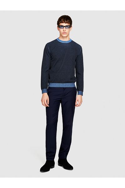 Sisley Men's navy blue polyviscose Slim Fit formal trousers