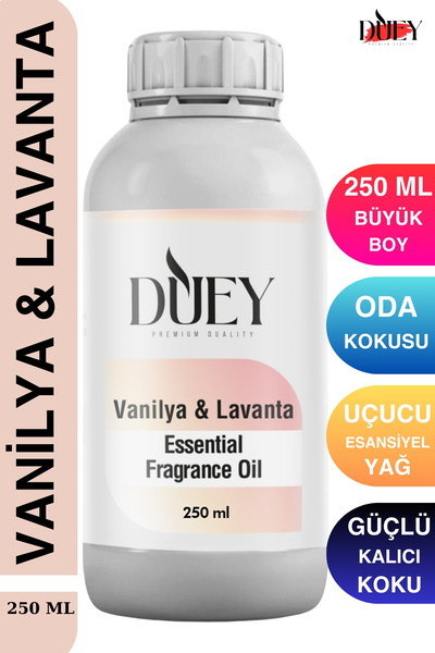 DUEY Vanilya&Lavanta Uçucu Yağ 250 Ml Mum Esansı, Oda Kokusu, Hava Nemlendiri...