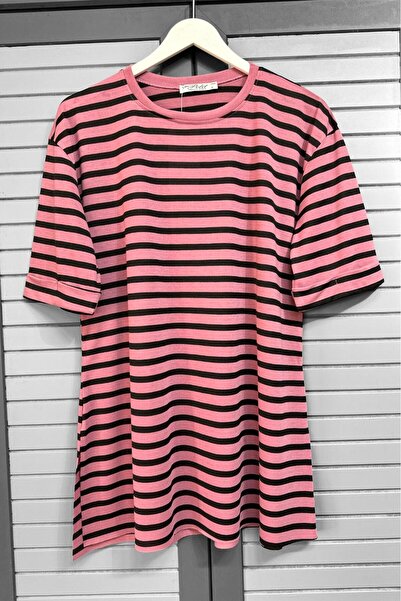 HİRA LİFE FASHİON Tunica de dama cu dungi cu fante - decolteu, tricou lung cu...