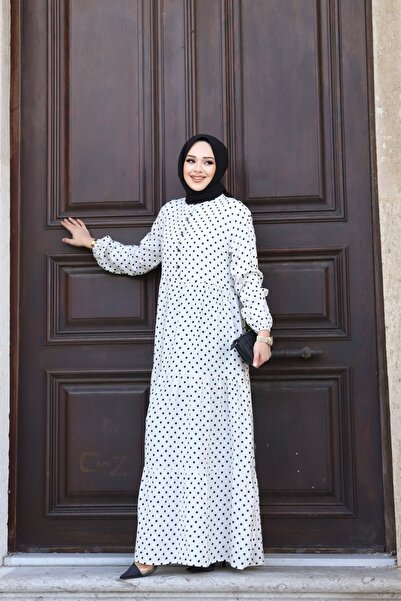 HİRA LİFE FASHİON Сезонна рокля от вискоза с хиджаб - колан с детайли