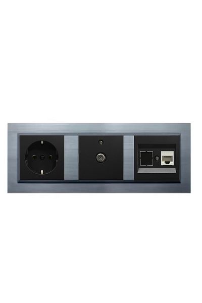 OVİVO Ovivo Quantum Silver 3-Piece Set Grounded Socket, F Connector and Numeris Cat3 Phone Socket Set
