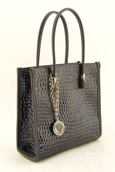 HNB Women's Black Crocodile Three-Compartment Clutch Bag