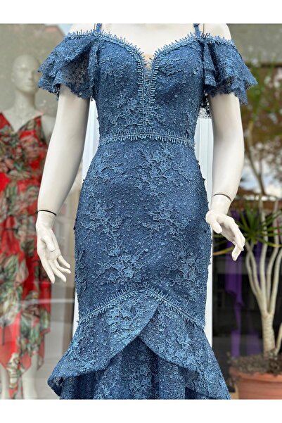 Saygın 322 Мереживна квіткова вишивка, спідниця з воланами, довга сукня