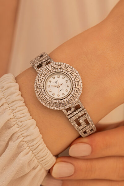 OSMANLI GÜMÜŞ Kadın Gümüş Saat - Gelin Saati - Düğün Saati - Zirkon Taşlı 925...