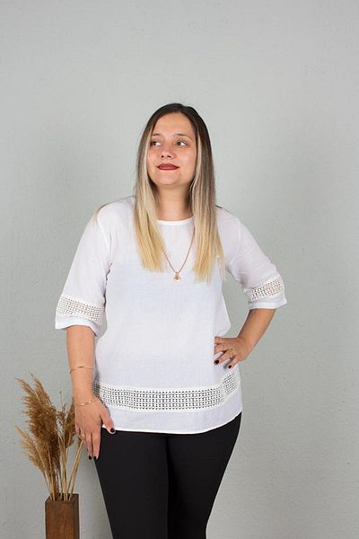 Truva XXL Plus Size Cotton Washed Authentic Blouse Bz103