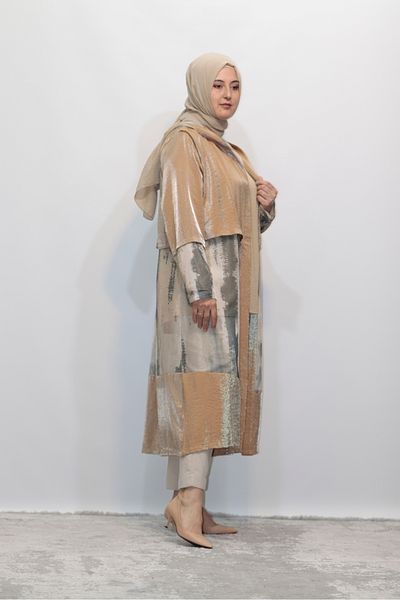 Zey&Ka Butik KREA GARNILI HOODED VISCOSE EMPIRED NET CLOTHING COVER JACKET