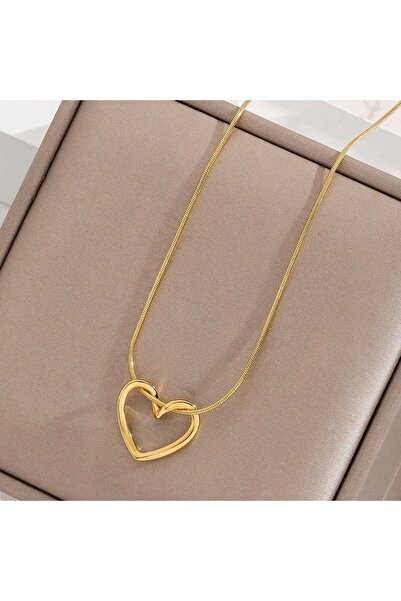 MUTENA قلادة على شكل قلب بسلسلة ثعبان قابلة للتعديل ثلاثية الأبعاد - عقدة حب